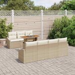 vidaXL Ensemble de canapé de jardin 8 Pièces Beige Poly rotin