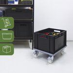 Pack and Move - Lot Bacs Gerbables 20L  40L  60L x 1 - Charge 20 kg - 1 Chariot Transport à Roulettes - Déménagement et Transport - Réutilisable