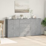 vidaXL Buffets 3 Pièces gris béton 60x31x84 cm bois d'ingénierie