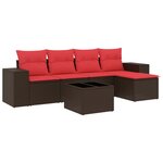 vidaXL Salon de jardin 6 Pièces avec coussins marron résine tressée