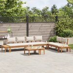 vidaXL Ensemble de banc de jardin 5 Pièces Marron et Crème