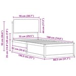 vidaXL Cadre de lit avec tête de lit rembourrée Gris clair 75 x 190 cm