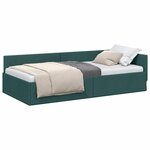 vidaXL Cadre de lit d'angle Vert foncé 100 cm x 200 cm tissu