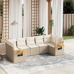 vidaXL Salon de jardin avec coussins 7 Pièces beige résine tressée