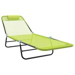 vidaXL Chaise longue pliable avec têtière  vert textilène