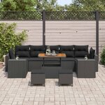 vidaXL Ensemble de canapé de jardin avec coussin 10 Pièces Noir