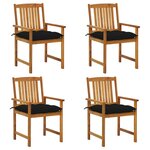 vidaXL Chaises de jardin avec coussins 4 Pièces Bois d'acacia massif