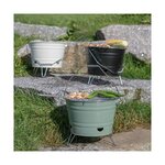 Barbecue à charbon portable Ø 27 cm grille acier chromé - Hauteur 24 cm - Pieds pliables poignées