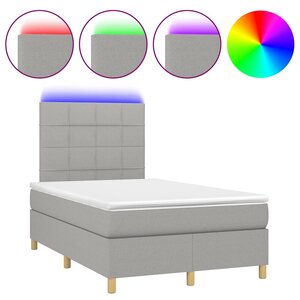 vidaXL Sommier à lattes de lit matelas LED gris clair 120x190 cm tissu