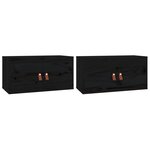 vidaXL Armoires murales 2 Pièces Noir 60x30x30 cm Bois de pin massif