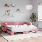 vidaXL Lit de jour avec lit gigogne rose 90x200 cm velours