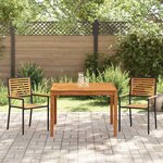vidaXL Ensemble de salle à manger pour jardin 3 Pièces Noir Poly rotin