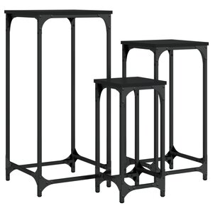 vidaXL Tables d’appoint gigognes 3 Pièces noir bois d'ingénierie