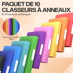 ACROPAQ 10 x Classeur A4-2 Anneaux 25mm- Jusqu'à 200 feuilles  Dos de 3 5 cm- Souple et Durable- Résisitants à l'eau