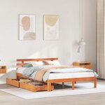 vidaXL Cadre de lit avec tiroirs sans matelas cire marron 150x200 cm