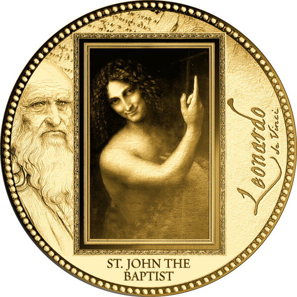 Monnaie ST. JOHN THE BAPTIST Da Vinci 1/200 Oz Or 5000 Francs Gabon