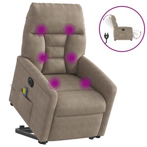 vidaXL Fauteuil inclinable de massage électrique taupe