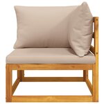 vidaXL Canapé d'angle sectionnel et coussins taupe bois massif acacia