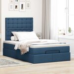 vidaXL Cadre de lit ottoman avec matelas bleu 120x190 cm tissu
