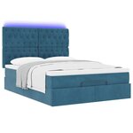 vidaXL Cadre de lit ottoman avec matelas bleu foncé 140x190 cm velours