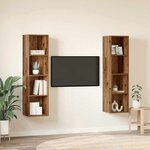 vidaXL Ensemble meuble TV 2 Pièces Marron 37 x 37 x 142 5 cm