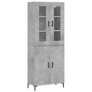 vidaXL Buffet haut Gris béton 69 5x34x180 cm Bois d'ingénierie