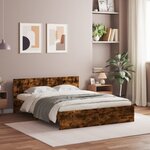 vidaXL Cadre de lit avec LED sans matelas chêne fumé 160x200 cm