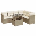 vidaXL Salon de jardin avec coussins 7 Pièces beige résine tressée