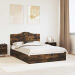 vidaXL Lit de Rangement Chêne fumé 160 x 200 cm Bois d'ingénierie