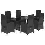 vidaXL Ensemble à manger de jardin coussins 7Pièces Noir Résine tressée