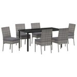 vidaXL Ensemble de salle à manger pour jardin 7 Pièces Gris Poly rotin