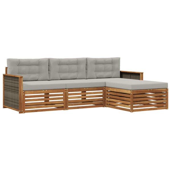 vidaXL Ensemble de canapés d'extérieur 4 pc Naturel et gris clair