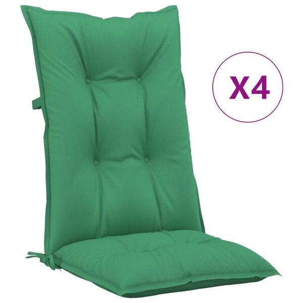 vidaXL Coussins de chaise de jardin à dossier haut lot de 4 vert tissu