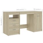 vidaXL Bureau Chêne sonoma 140x50x76 cm Bois d’ingénierie