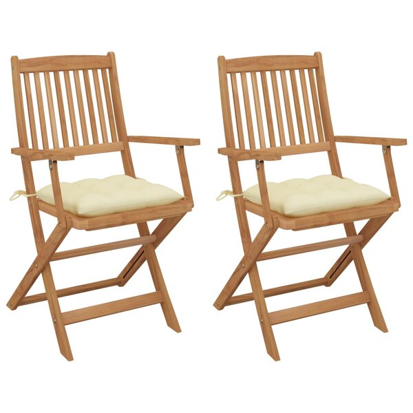 vidaXL Chaises pliables de jardin lot de 2 avec coussins Bois d'acacia
