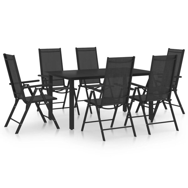 vidaXL Ensemble à manger de jardin 7 Pièces aluminium noir