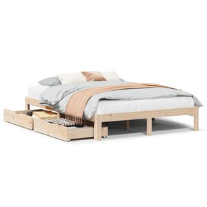 vidaXL Cadre de lit avec tiroirs sans matelas 140x190 cm