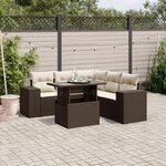 vidaXL Salon de jardin avec coussins 6 Pièces marron résine tressée
