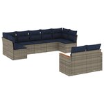 vidaXL Salon de jardin 9 Pièces avec coussins gris résine tressée