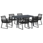 vidaXL Ensemble de salle à manger pour jardin 7 pc Noir polyrotin