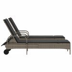 vidaXL Chaises longues avec coussins lot de 2 gris résine tressée