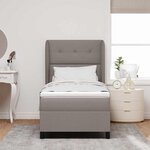 vidaXL Lit à ressorts avec matelas Taupe 90 x 190 cm tissu