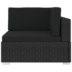 vidaXL Chaise d'angle 1 pc et coussins Résine tressée Noir