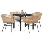 vidaXL Ensemble de salle à manger pour jardin 5 Pièces Marron Poly rotin