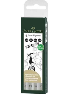 étui de 4  stylos feutre ECCO PIGMENT noir FABER-CASTELL