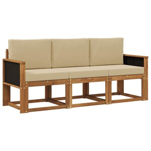 vidaXL Ensemble de canapés d'extérieur 3 pc Naturel