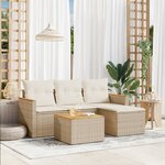 vidaXL Salon de jardin avec coussins 5 Pièces beige résine tressée