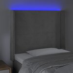 vidaXL Tête de lit à LED Gris clair 103x16x118/128 cm Velours