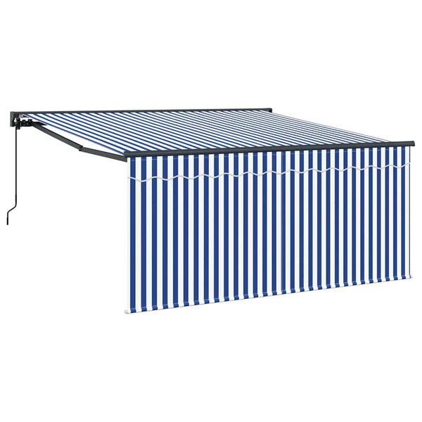 vidaXL Auvent Rétractable Bleu et blanc 300 x 250 cm tissu