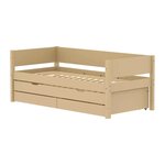 Flexa WHITE Banquette-lit 90 x 200 cm avec dossier Lit gigogne et 2 tiroirs Beige sable